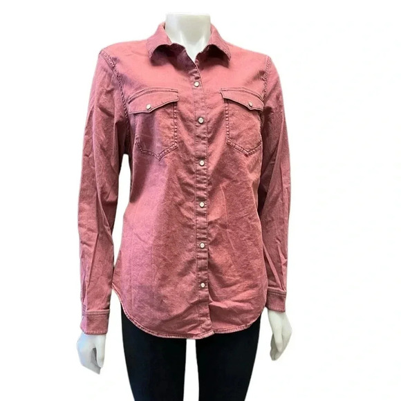 Tahari Cotton Pearl Snap Button Down Long Sleeve Shirt  Size XL - Picture 1 of 8